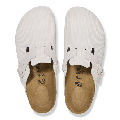 Birkenstock Boston Corduroy Blanc Antique – Sabots Daim Côtelé Écru