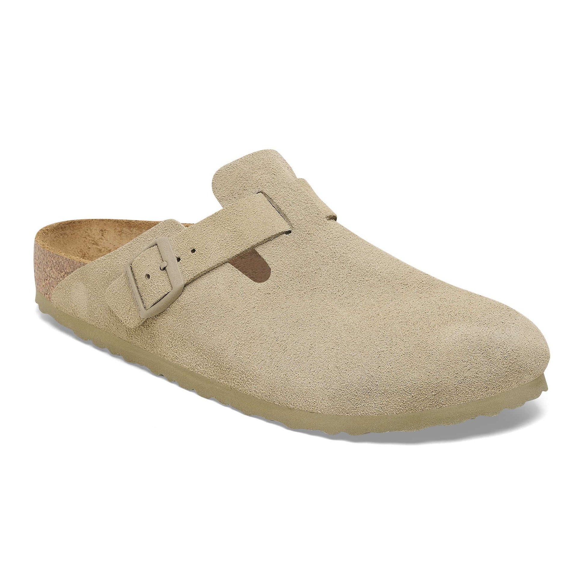 Birkenstock Boston Daim Kaki – Sabots Faded Khaki Automne