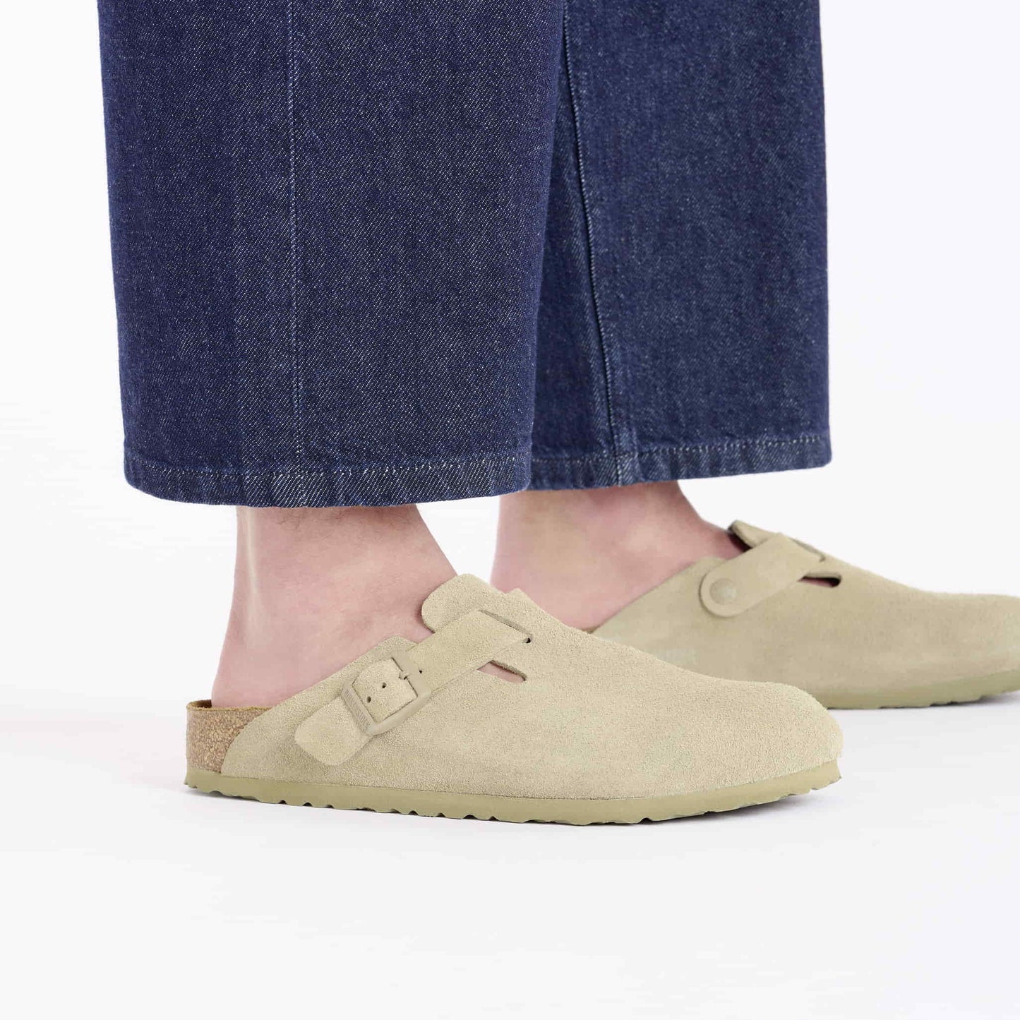Birkenstock Boston Daim Kaki – Sabots Faded Khaki Automne