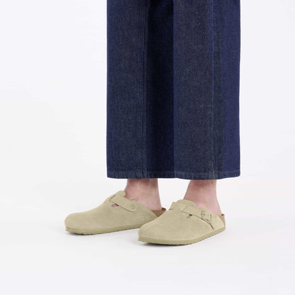 Birkenstock Boston Daim Kaki – Sabots Faded Khaki Automne