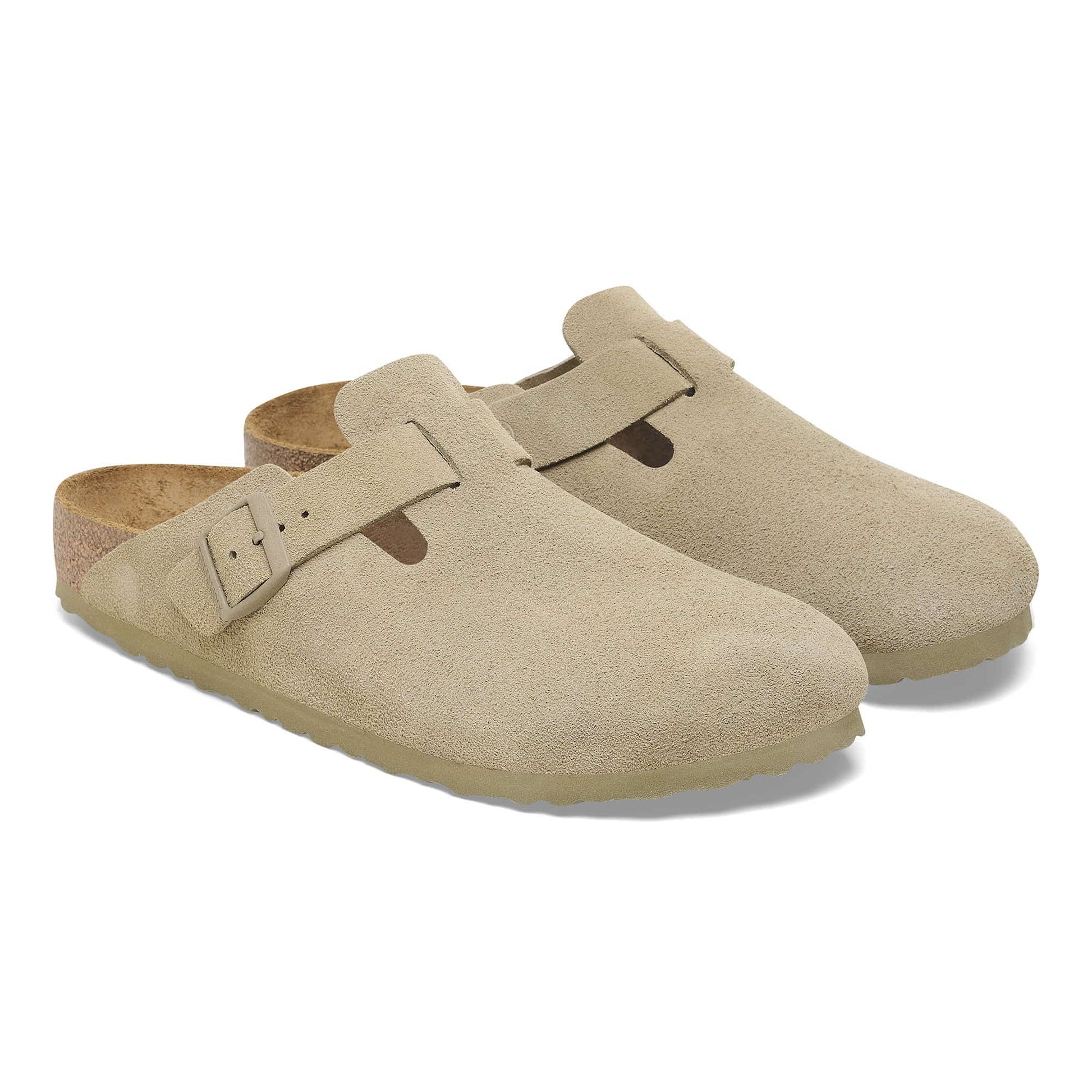 Birkenstock Boston Daim Kaki – Sabots Faded Khaki Automne