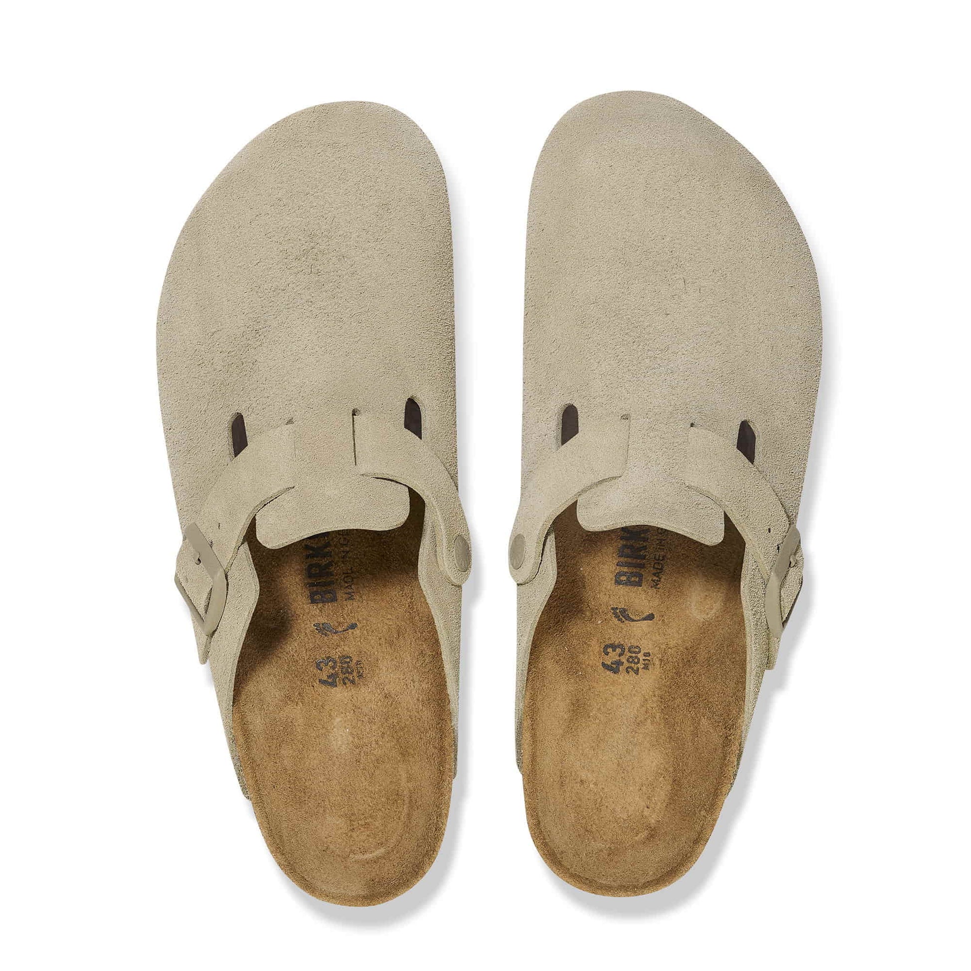 Birkenstock Boston Daim Kaki – Sabots Faded Khaki Automne