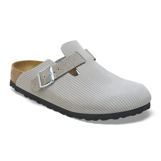 Birkenstock Boston Corduroy Stone – Sabots Daim Côtelé Grisé