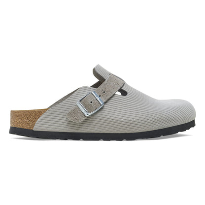 Birkenstock Boston Corduroy Stone – Sabots Daim Côtelé Grisé