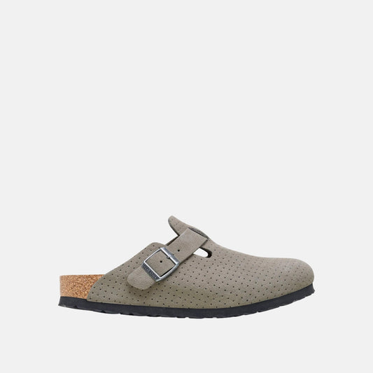 Birkenstock Boston Daim Embossé Gris – Sabots Texturés