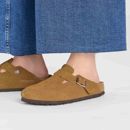 Birkenstock Boston Daim Mink – Sabots Taupe Iconiques