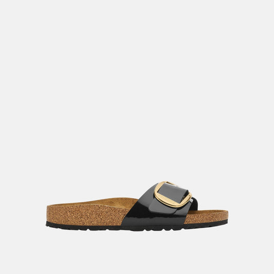 Birkenstock Madrid Big Buckle Verni Noir – Mules Grande Boucle