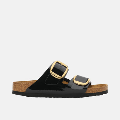 Birkenstock Arizona Big Buckle Verni Noir/Or – Sandales Grande Boucle