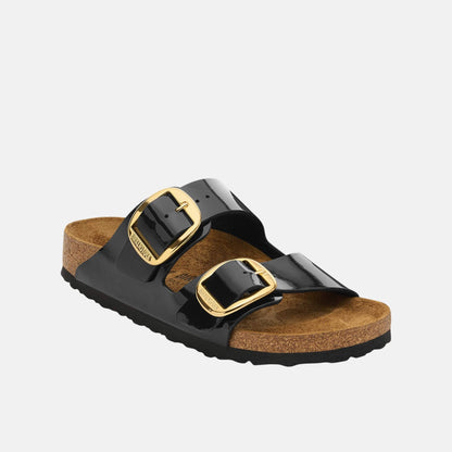 Birkenstock Arizona Big Buckle Verni Noir/Or – Sandales Grande Boucle