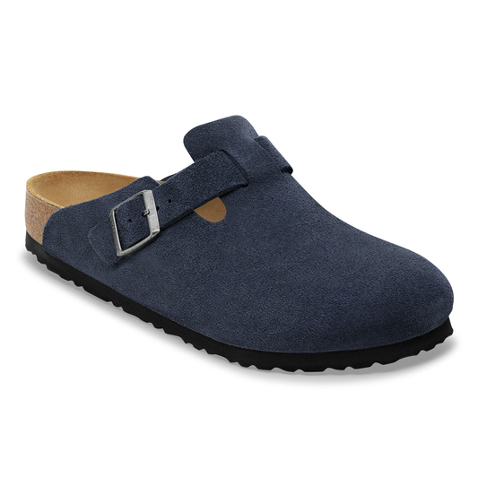 Birkenstock Boston Daim Bleu Marine – Sabots New Navy