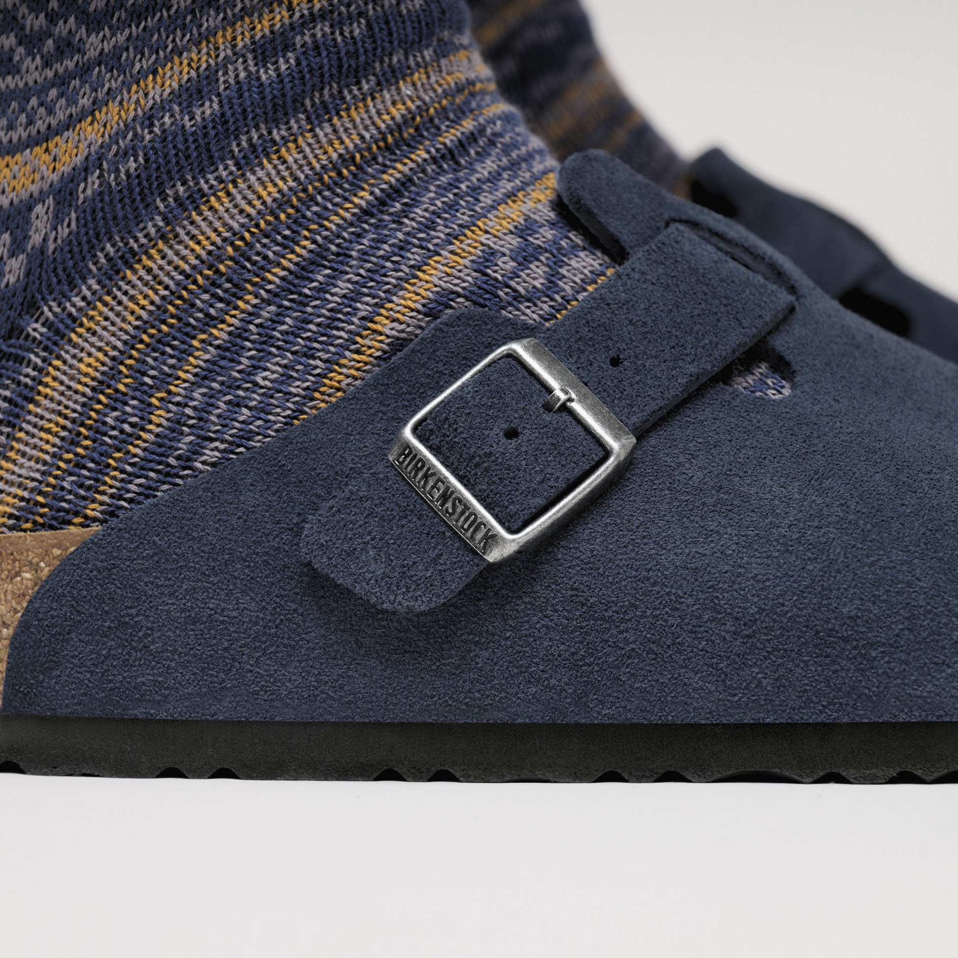Birkenstock Boston Daim Bleu Marine – Sabots New Navy