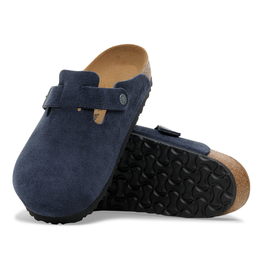 Birkenstock Boston Daim Bleu Marine – Sabots New Navy