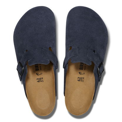 Birkenstock Boston Daim Bleu Marine – Sabots New Navy