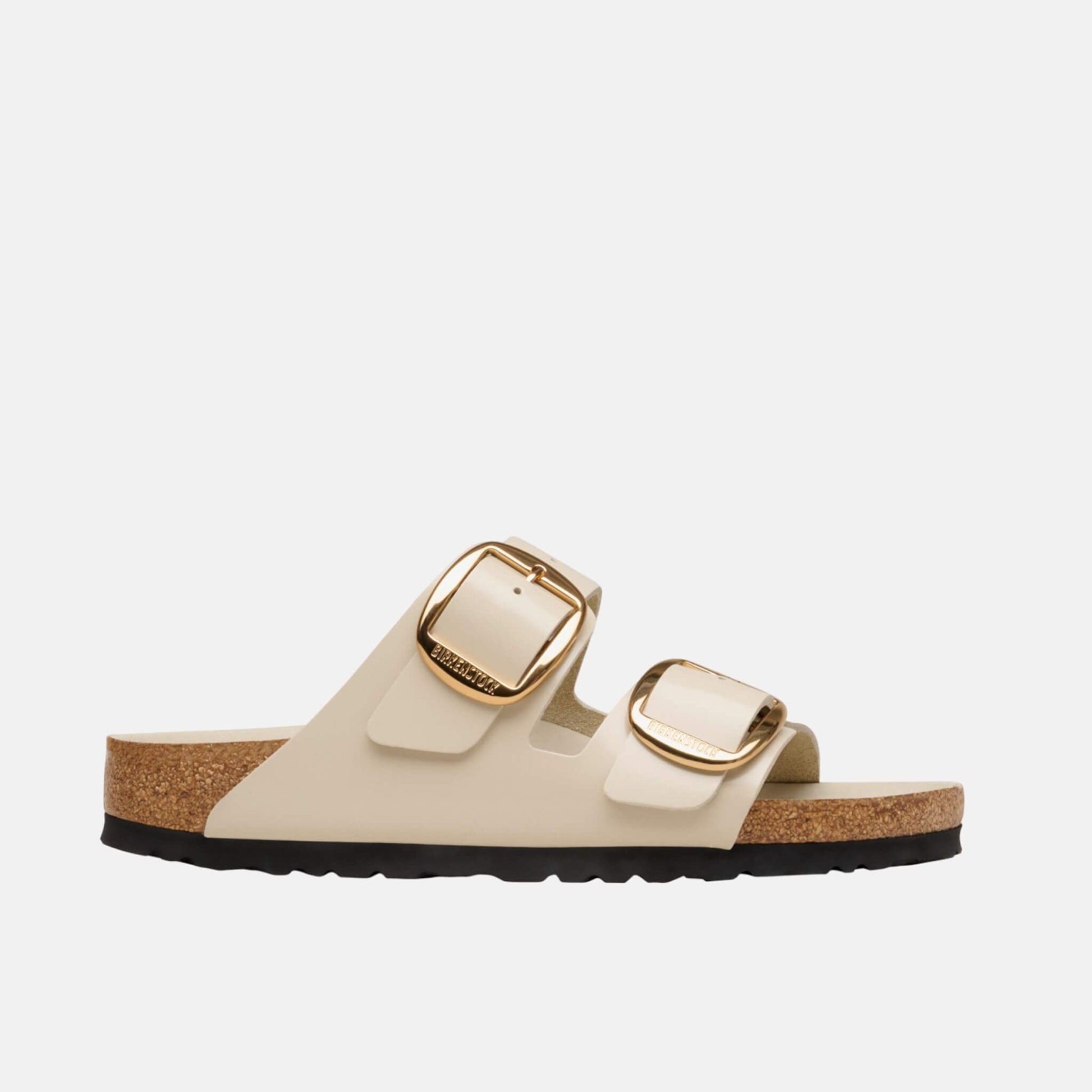 Birkenstock Arizona Big Buckle Verni Blanc/Or – Sandales Grande Boucle