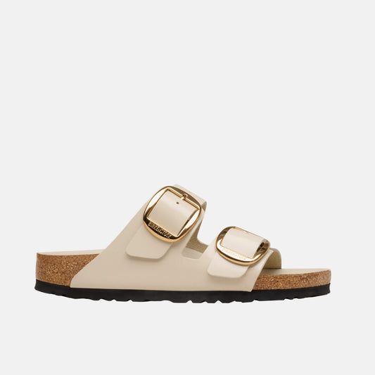 Birkenstock Arizona Big Buckle Verni Blanc/Or – Sandales Grande Boucle