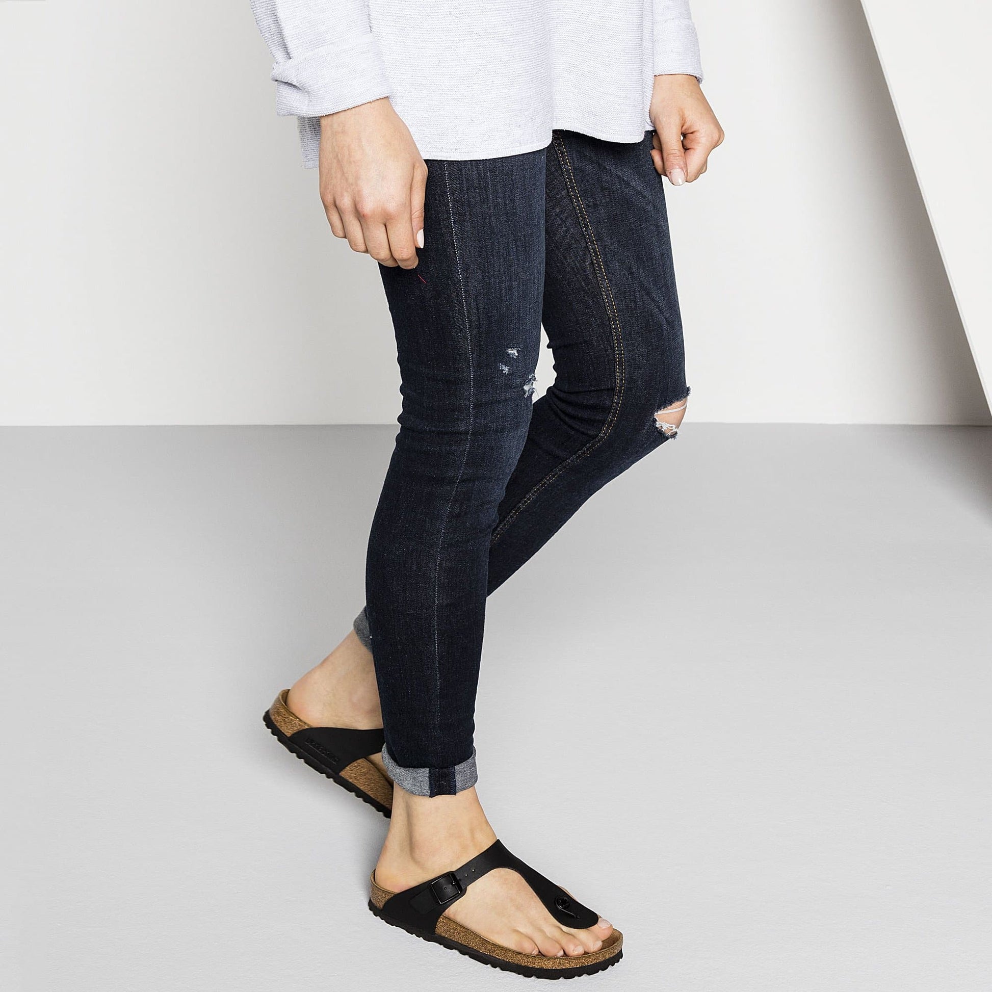 Birkenstock Gizeh Noir – Sandales Entredoigt Birko-Flor