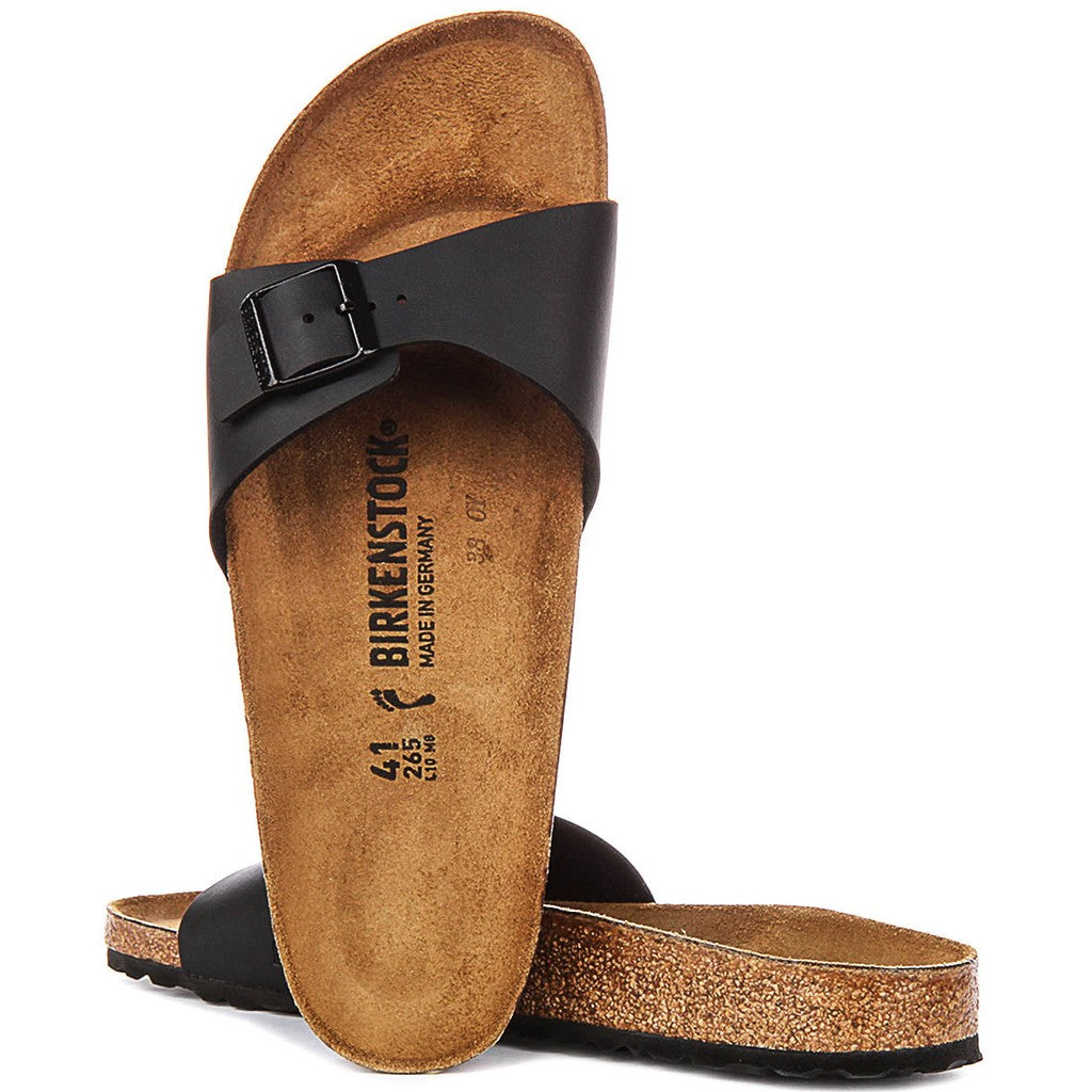 Mules Femme Une Bride Noir – Semelle Anatomique Liège Latex Coupe Étroite