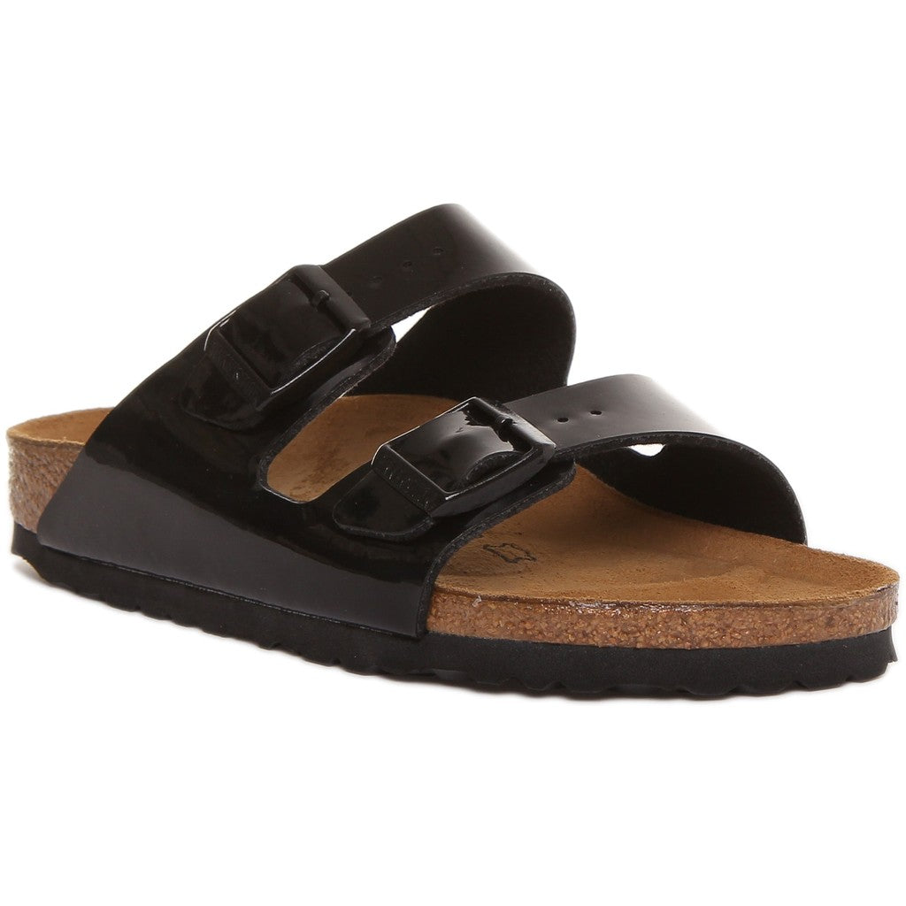 Birkenstock Sandales à deux brides Femme Cuir verni – Noir verni
