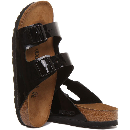 Birkenstock Sandales à deux brides Femme Cuir verni – Noir verni