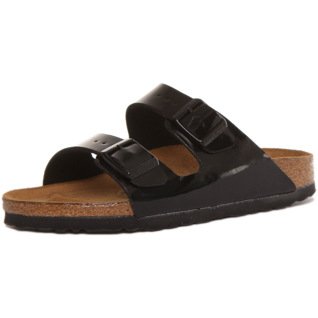 Birkenstock Sandales à deux brides Femme Cuir verni – Noir verni