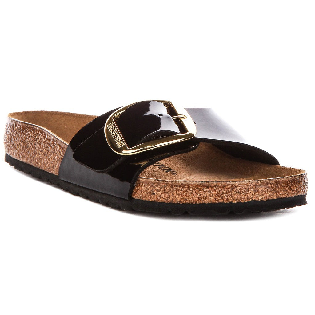 Birkenstock Mules à bride Femme Cuir verni Grande Boucle – Noir verni