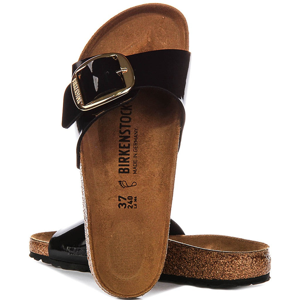 Birkenstock Mules à bride Femme Cuir verni Grande Boucle – Noir verni
