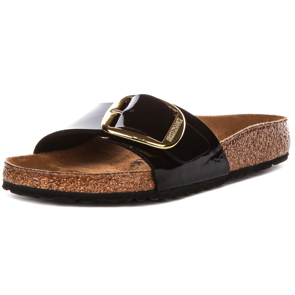 Birkenstock Mules à bride Femme Cuir verni Grande Boucle – Noir verni