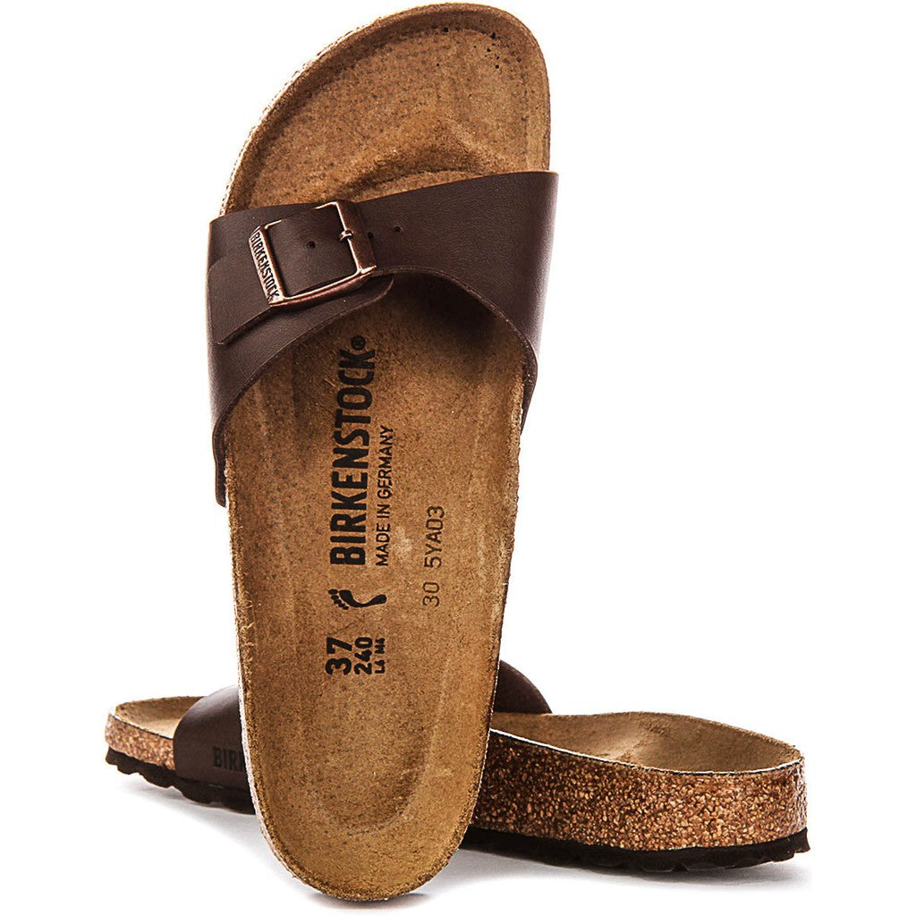 Mules Femme Une Bride Marron Foncé – Semelle Anatomique Liège Latex