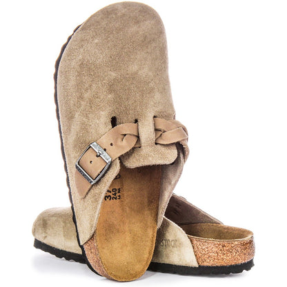 Birkenstock Sabots Mixte Cuir tressé – Taupe