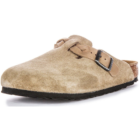 Birkenstock Sabots Mixte Cuir tressé – Taupe