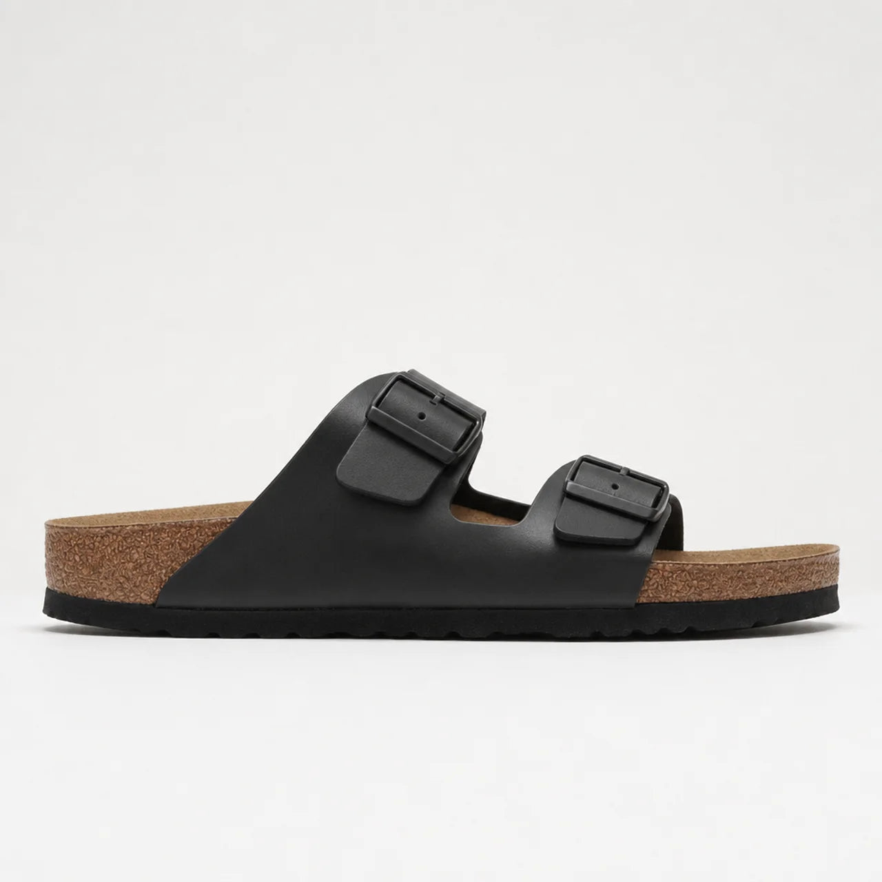 Sandales Deux Brides Noir – Semelle Liège Confort Coupe Étroite