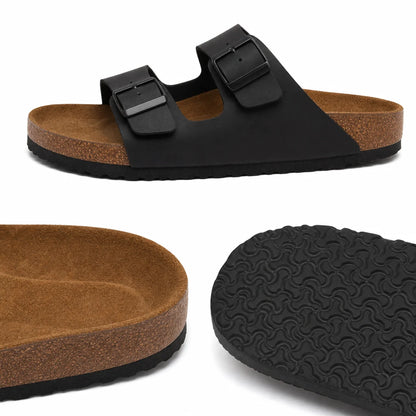Sandales Homme Deux Brides Noir – Semelle Anatomique Liège