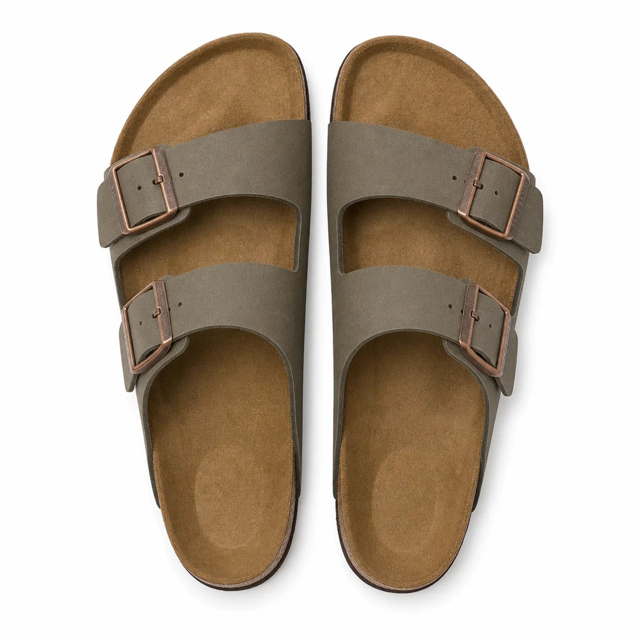 Sandales Femme Nubuck Deux Brides Beige – Semelle Anatomique Liège