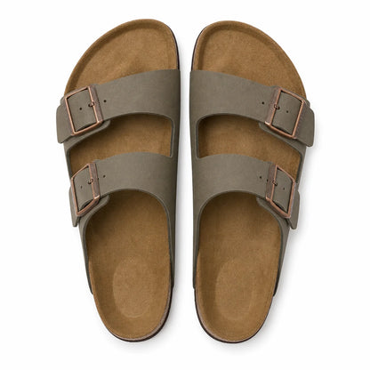 Sandales Femme Nubuck Deux Brides Beige – Semelle Anatomique Liège