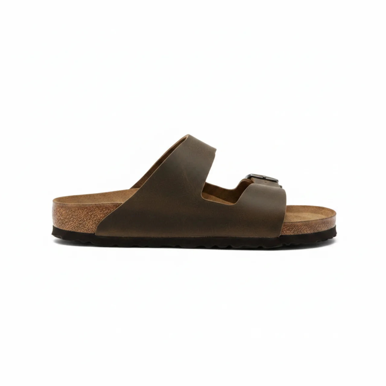 Sandales Homme Cuir Huilé Deux Brides Kaki – Semelle Liège Confort